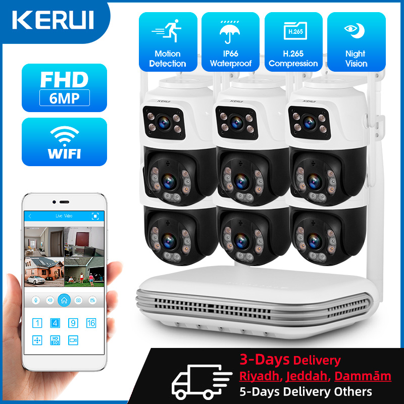 Home Security Wifi Camera - KERUI Waterproof 6MP HD Wireless Dual