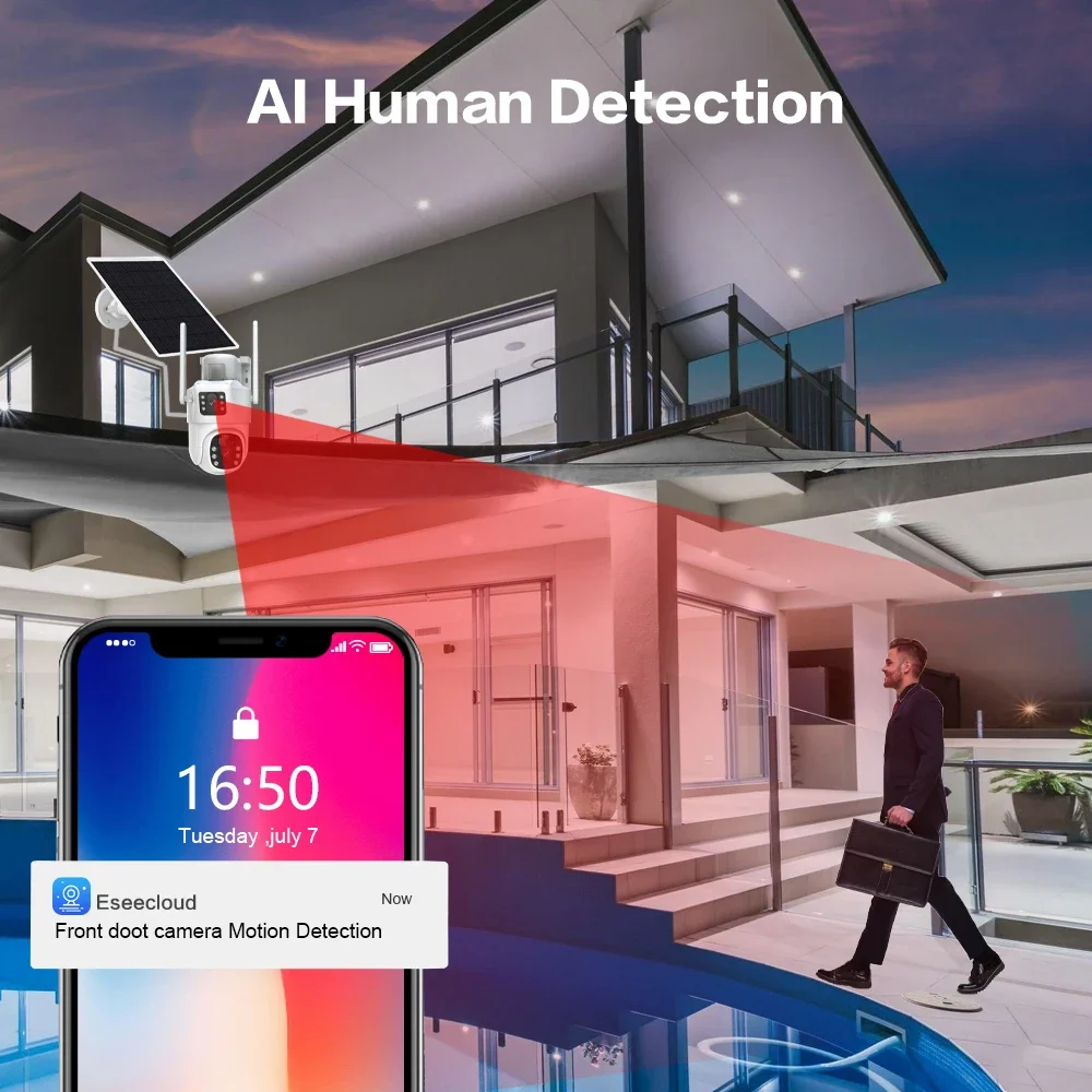4K 8MP Dual Lens Wifi Solar CC - Home Security Wifi Camera 评论和价格