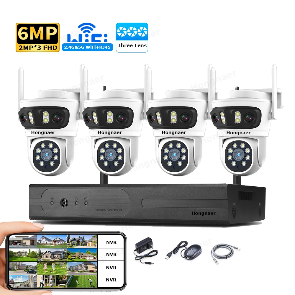 2026 Hongnaer 6MP 4CH 3 Lens 2 - Home Security Wifi Camera 评论和价格