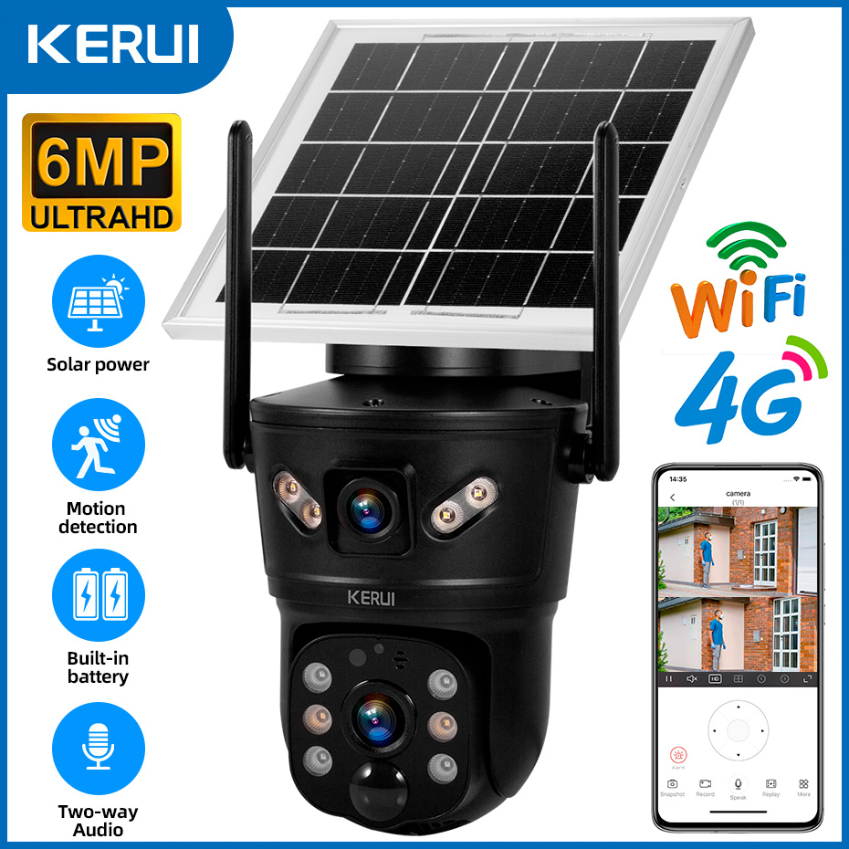 KERUI Outdoor 6MP Solar Camera - Home Security For Windows 评论和价格