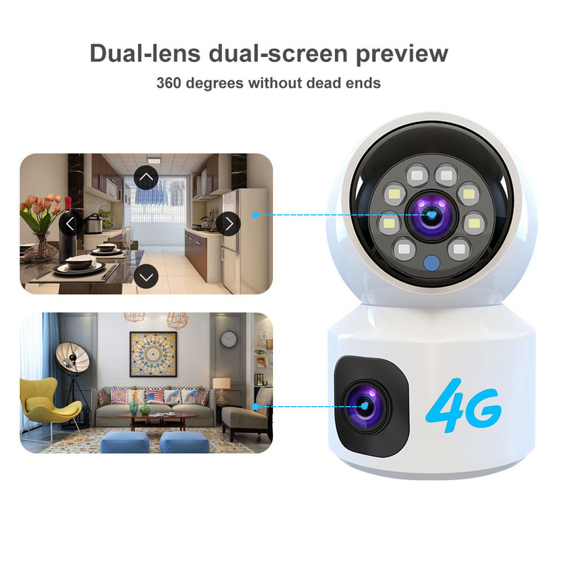 Dual Lens 6MP HD WiFi 4G PTZ C - Home Security Robots 评论和价格