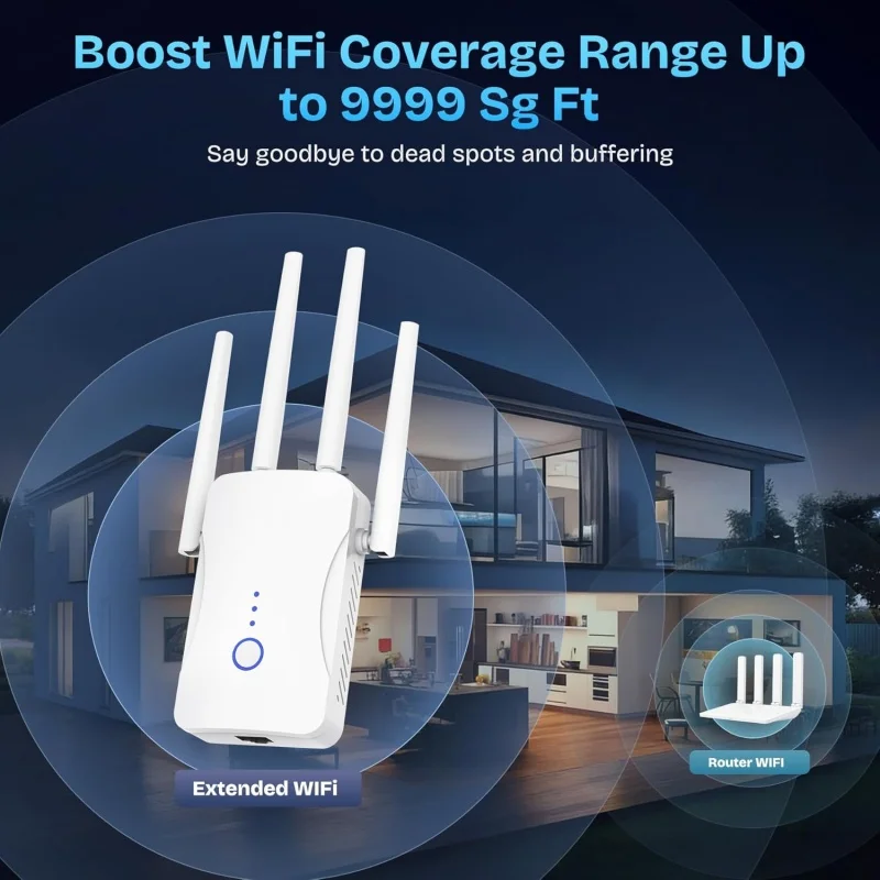 2.4G/5GHz Dual Band WiFi Repea - Home Security Network 评论和价格